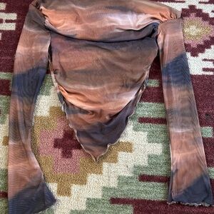 SHEIN Brown and Tan Mesh Top